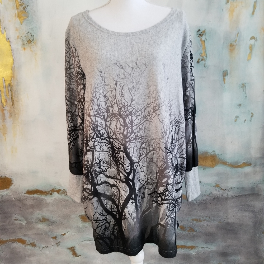 Izabel London Sweater Dress Tree Shadow Grey Large